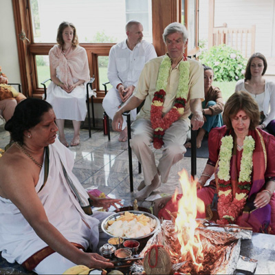 Penny Farrow at Puja at Arsha Vidya Gurukulam